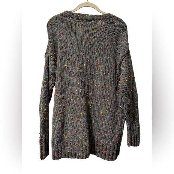 Seven7 Chunky Knit Colorful Popcorn Sweater Size M Gray Pullover Western - Picture 2 of 3